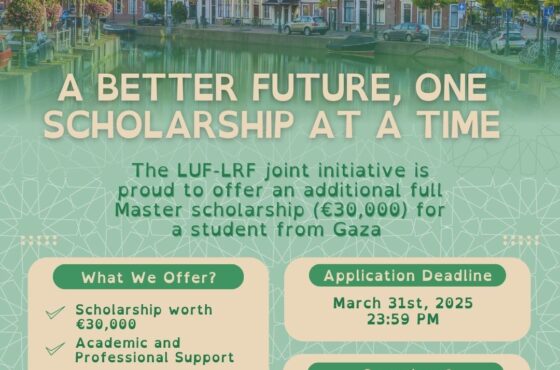 Volledige beurs voor student uit Gaza aan de Universiteit Leiden